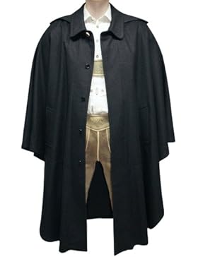 Wetterfleck grau Loden Umhang Cape Poncho Jagd Mantel Kapuze dunkelgrauer Lodenmantel Jäger Förster Trachtenwetterfleck...