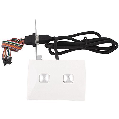 sourcingmap® Desktop Computer doppel USB Anschluss Strom Reset Einschaltknopf weiß