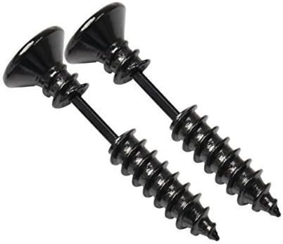 New Fashion Color Piercing 3D Cross Screws Ear Stud Earrings Lag spike Hip-Hip Earring Youth Men/Women (3.Black)