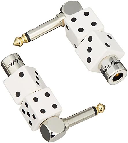 Bullet Cable DIY Solderless Connectors.  High-quality Molded White Dice Shape. Angle Plug.  2 Piece Set