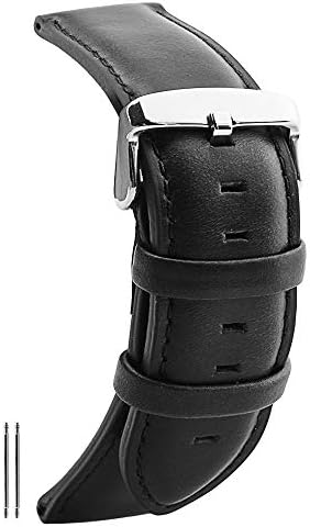 szzijia Vintage Oil Wax Leather Strap Watchband Wristband 18mm Black Replacement Watch Strap Unisex