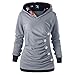 Produktbild Cooljun Herbst Winter Elegante Damen Langarm Falten Pullover Hoodies Mit Knopf Blume Drucken Hoodies Sport Outdoors Sweatshirt Bluse