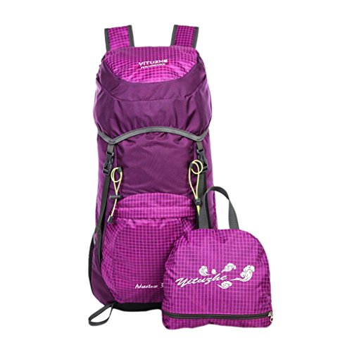 Preisvergleich Produktbild FakeFace Neu Retro Wanderrucksack Picknickrucksack Trekkingrucksack Rucksack Sport Tasche Daypacks wasserdichter Reiserucksack Tragetasche für Outdoor Lila