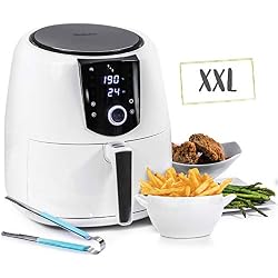 Friteuse XXL Electrique sans Huile | 1800 W | Friteuse à Air Chaud Air Fryer 8 en 1 | Grande Capacité 5,2L | Cuve Amovible | Panneau Digital | Minuteur | Thermostat | Friteuses sans Huiles