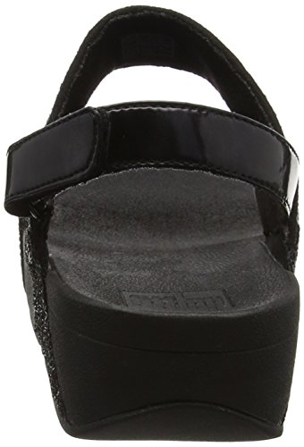 Fitflop Glitterball Sandal - Sandalias con tacón Mujer, Negro (Black Glitter), 39