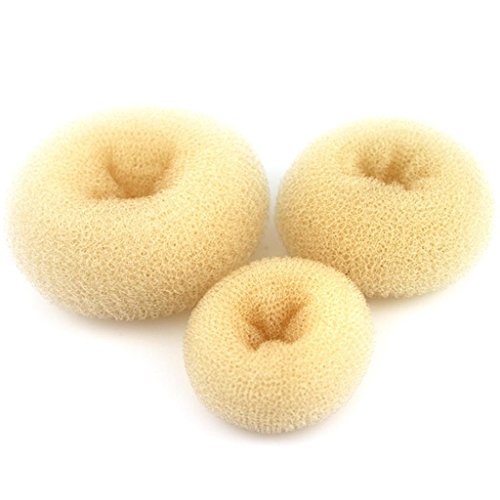 iLuLu Beauty 3 Pieces Hair Chignon Donut Bun Shapers Blonde Color (1 Large,1 Medium,1 Small)
