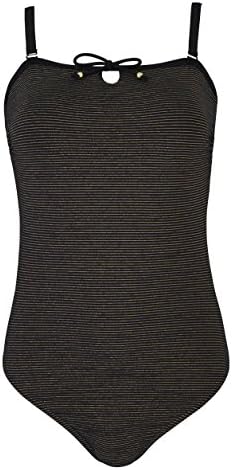 JD Williams Womens Simply Yours Bandeau Swimsuit in Black/Gold 14