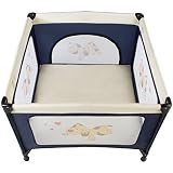 TecTake Baby Laufstall Babybett Kinder Reisebett | inkl. Schlafunterlage + Transporttasche | navy blau - 2