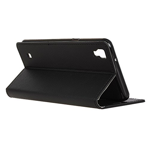 Handyhülle für LG CELLULARE K220 X-POWER ,QUENJOY® Cass Textur Leder Tasche Smart Cover Flip Case Beschützer Haut Schutzhülle Hüllen für LG CELLULARE K220 X-POWER (LGK220) 5,3 Zoll,Schwarz 03 - 5