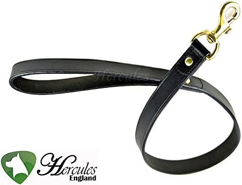 Real Leather 1/2" Wide Dog Black Lead With Brass Trigger Hook Eco Friendly Wax Thread