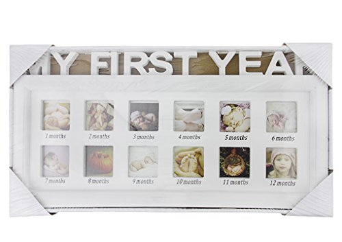Baby Bilderrahmen Kinder Fotorahmen „My First Year“ 12 Fotos mit Fotorahmen Feierlichkeiten Große Erinnerung Baby Geburtsgeschenk für ersten Jahrestag Taufen Geburtstage - 3
