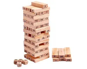 MARKIT EASY Mini Wooden Tower Game, Wood Tumbling Blocks Set with 48 Pieces, Fun Indoor Game Night Games for Kids, Adults and House Parties, Development Toys for Children