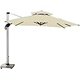 YAHOME Patio 3x3 Meter 360 rotable Umbrella With Granite Stand Outdoor Large Cantilever Umbrella Windproof Offset Hanging Tilt Fade resistant Umbrella For Garden Deck Pool Lawn Backyard