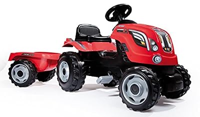 smoby tracteur farmer xl, remorque, rouge