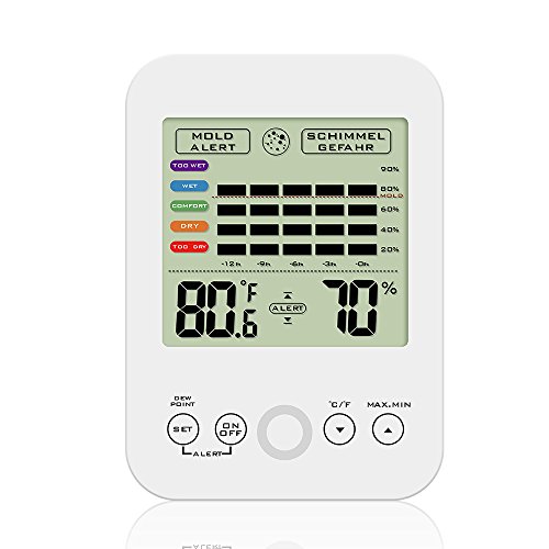 Preisvergleich Produktbild Shuo lan hu wai Feucht-Thermometer, digitales Feuchtigkeitsmessgerät, Innen-Thermometer, Feuchtigkeitsmesser, LCD-Anzeige Zeit Pt720