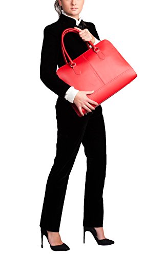 Su.B 15.6” 14” professionelle Design Damen Laptoptasche, echtes Leder – Made in Italy (Rot) - 7
