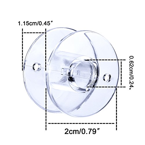 Mudder 25 Stück Transparent Plastik Nähmaschinen Spulen mit Maßband und Box für Brother Singer Babylock Janome Kenmore - 2