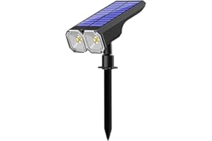 SKYLILY Solar Spot Lights Outdoor Garden,Ip65 Waterproof,Rotatable Angle,Solar Lights Outdoor Garden,10LED Warm+8LED White,Solar Landscape Spotlights for Garden Walkway Yard Driveway Lawn (1 Pack)