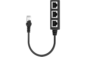 Lotvic Splitter Ethernet, Rj45 Sdoppiatore Rete Lan, Splitter Rete RJ45 Ethernet, RJ45 Cavo Adattatore Sdoppiatore per Cat5, Cat5e, Cat6, Cat7, 1 Maschio a 3 Femmina, Nero