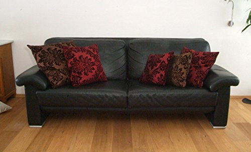 OPUS Kissenhülle 60 x 60 cm Taft Samt Flockdruck in 11 extravaganten Farben (70 Braun) 1 Stück - 6