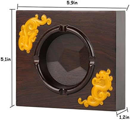 THUNFER Ashtray Wooden Ebony Creative Gift Living Room Office Wooden Ashtray Ornaments,D