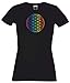 Produktbild T-Shirt Damen schwarz mit Regenbogen Audruck - Blume des Lebens - Ornament - S