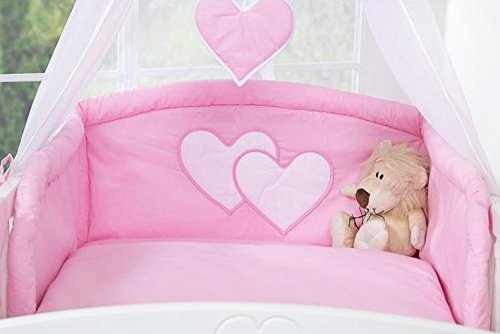 Baby Cot Bumper pink with hearts