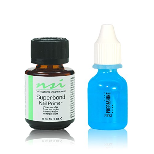 NSI Superbond Primer 15ml - Nsi4000 The Original Ultimate bond for Acrylic Nails & NYK1 Prep& Shine Mini Nail Sanitizer Dehydrator & Sticky Residue Remover