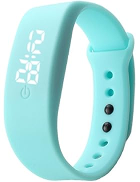 Vovotrade Damen Herren Gummi LED Uhr Datum Sports Armband-Digital-Armbanduhr(Himmelblau)