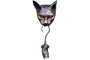 HUSHUI Aldaba de Puerta, aldaba de Puerta de Gato Escultura Gato atrapar ratón Escultura de Pared Colgante de Resina para Patio Sala de Estar