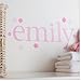 Personalised Name Wall Letter Stickers, Pink Polka A, 10-16 cm high. Each letter comes with two separate flower stickers. A-Z a-z &. Price is per letter.