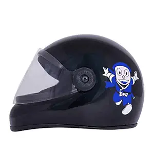 Sage Square Black Glossy Adjustable Ninja Hatorri Cartoon Design Full Face Helmet for Kids (3-12 Years)