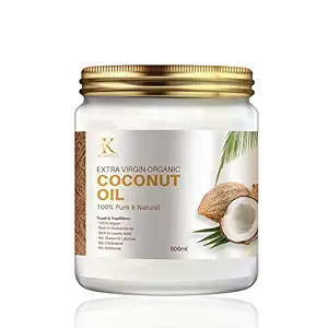 Kimayra World Natural Organic Extra Virgin Cold Pressed Coconut Oil for Skin Nourished, Hair & Scalp Strength, Face & Body Massage (500 ml)