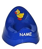 Töpfchen / Nachttopf - groß - mit großer Lehne + Spritzschutz - blau Ente - Babytöpfchen / Kindertopf / Lerntöpfchen - Toilettentrainer Klositz WC Sitz Toilettensitz Babytopf Rückenlehne - für Kinder Mädchen Jungen