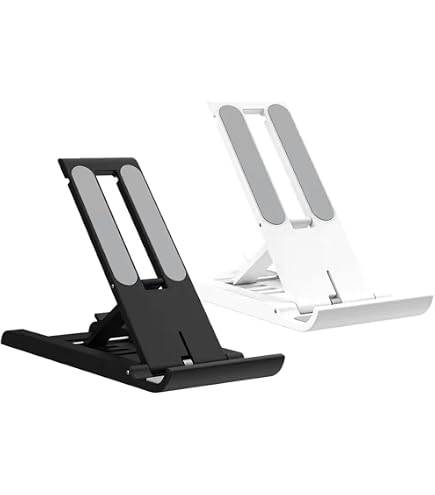 Support Smartphone Andibro Réglable - 2 Pack Blanc - Pliable Pour Bureau/Lit/Vidéos