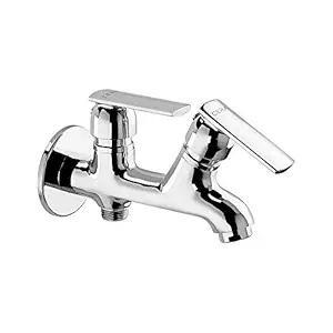 Cera Titanium F1003162 Stainless Steel Single Lever 2 Way Bib Cock with Wall Flange and Aerator (Silver)