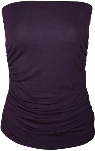 WearAll - Mujeres Sin Mangas llanura Acanaló el Boob-Tube Top - Violeta - 36-38