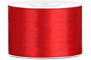 JAOW Ruban Satin Polyester Noeud et Emballage Cadeau 6/12/25/38/50/100mm x 25m (Taille 38mm x 25m - Couleur Rouge)