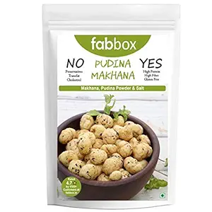 fab box High Protein Pudina Flavour Roasted Makhana Delicious and Healthy Evening Snack for Kids and Adults -35 g