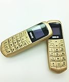 WORLDS SMALLEST THINNEST 3 IN 1 LONG-CZ J8 Gold, Mini NEW BOSS Phone UNLOCKED with Hands Free Bluetooth Dialer + Bluetooth Headphone Function, FM Radio, Micro SIM Card, WCDMA & GSM 18 GRAMS PLASTIC BEAT SPY