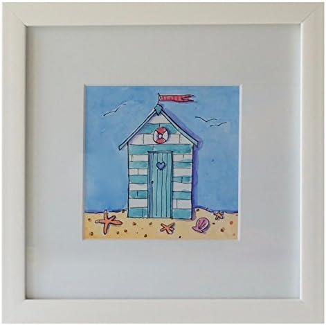 Helen Wiseman Beach Hut Print, Polymer, Multicolour, 26 x 26 x 3.2 cm