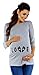 Zeta Ville Maternity - Women's Pregnancy funny Baby Feet print T-shirt Top 548c (Grey, UK 10/12)