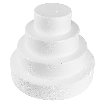 Ideen mit Herz Moule en polystyrène, composé de 4 podestes en polystyrène de Ø 25 cm, 20 cm, 15 cm et 10 cm, idéal pour un cadeau créatif pour le bricolage : portail, bonbonbons, décoration, gâteaux, bricolage