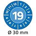Produktbild Avery Zweckform 6946 Prüfplaketten (80 Prüfaufkleber, abziehsichere Folie, Jahreszahl 2019, Ø 30 mm, im praktischen Block) blau