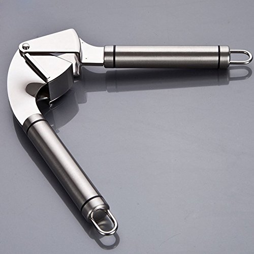 PROFI Knoblauchpresse Edelstahl mit GRATIS(!) Knoblauchschäler – (Edles Design ausgelegt auf absolut leichte Reinigung!) | Presse für Knoblauch & Ingwer (Spülmaschinenfest) - 3