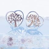  Pendiente en Plata de Primera LEy 925 bañadp en Oro Rosa. Pendiente de ARbol de la vida. ARbolito con corazón.\"Envio Gratis\"
