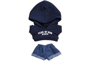 MINGSOLDIER Ropa de muñeca de 15 cm a 17 cm, adecuada para muñecas labubu de 17 cm y 15 cm, accesorios sentados, sin muñeca, solo ropa, 1 sudadera con capucha + 1 pantalón, sin muñeca