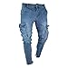 Produktbild Fannyfuny Mode Herren Destroyed Jeans-Hose mit Taschen Reißverschluss Herren Slim Fit Jeans Denim Used Look Mit Destroyed-Optik Teen Jungen Party Kleidung Hellblau S-XXXXL