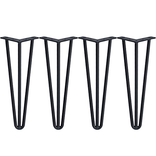 Preisvergleich Produktbild OBEEONR 4 X Schwerlaste Haarnadel Tischbeine-Überlegener Schweißen Schwarzer Gußstahl Tischgestell / TischbeineHaarnadel Möbelfüße - 36cm / 40cm / 71cm / 72cm (36CM)