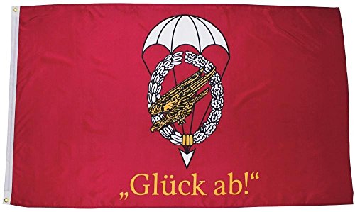 Fahne Flagge Fallschirmjäger 150 x 90 cm " Glück ab " Fallschirmspringer-Bundeswehr BW Hissflagge mit Metallösen !